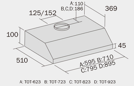 German Pool 德國寶 TOT-823 80厘米 1000m³/h 易拆式抽油煙機