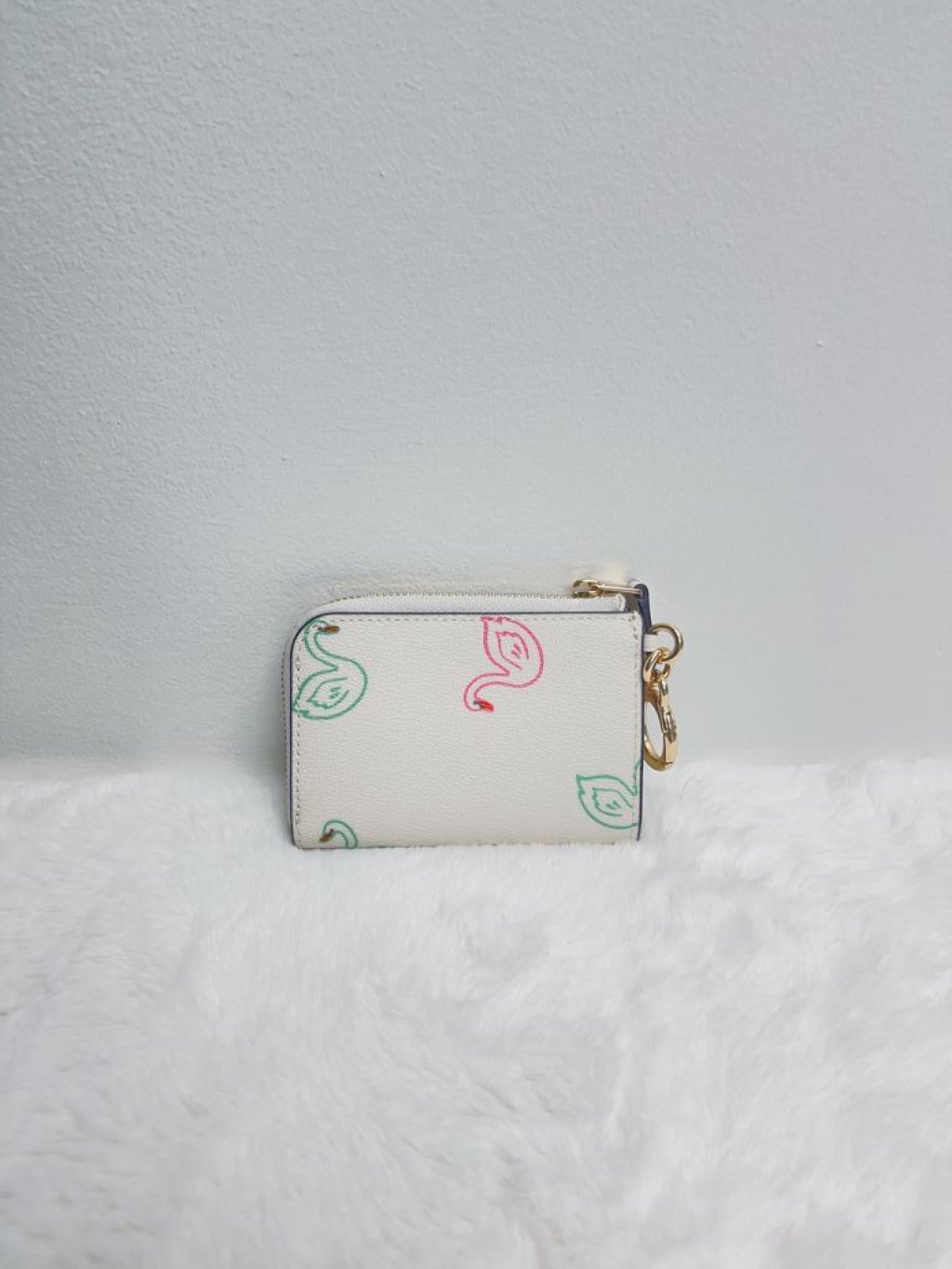 Coach LZip Card Case in Swan Print 陳記美加代購