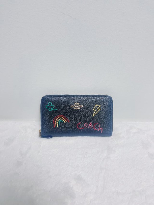 Coach Medium Id Zip Wallet With Diary Embroidery Black Multi 陳記美加代購