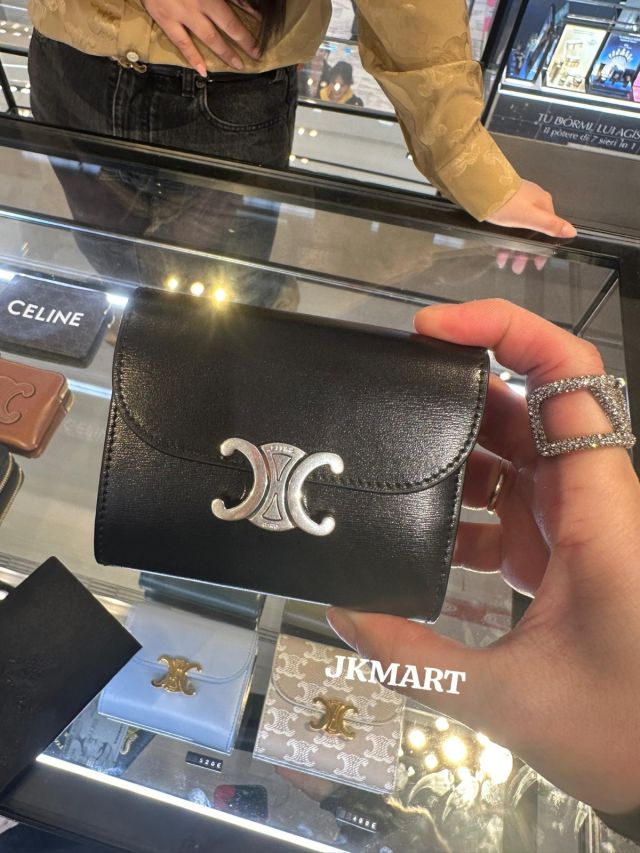 CELINE SMALL DRAWSTRING BAG IN TRIOMPHE CANVAS AND CALFSKIN