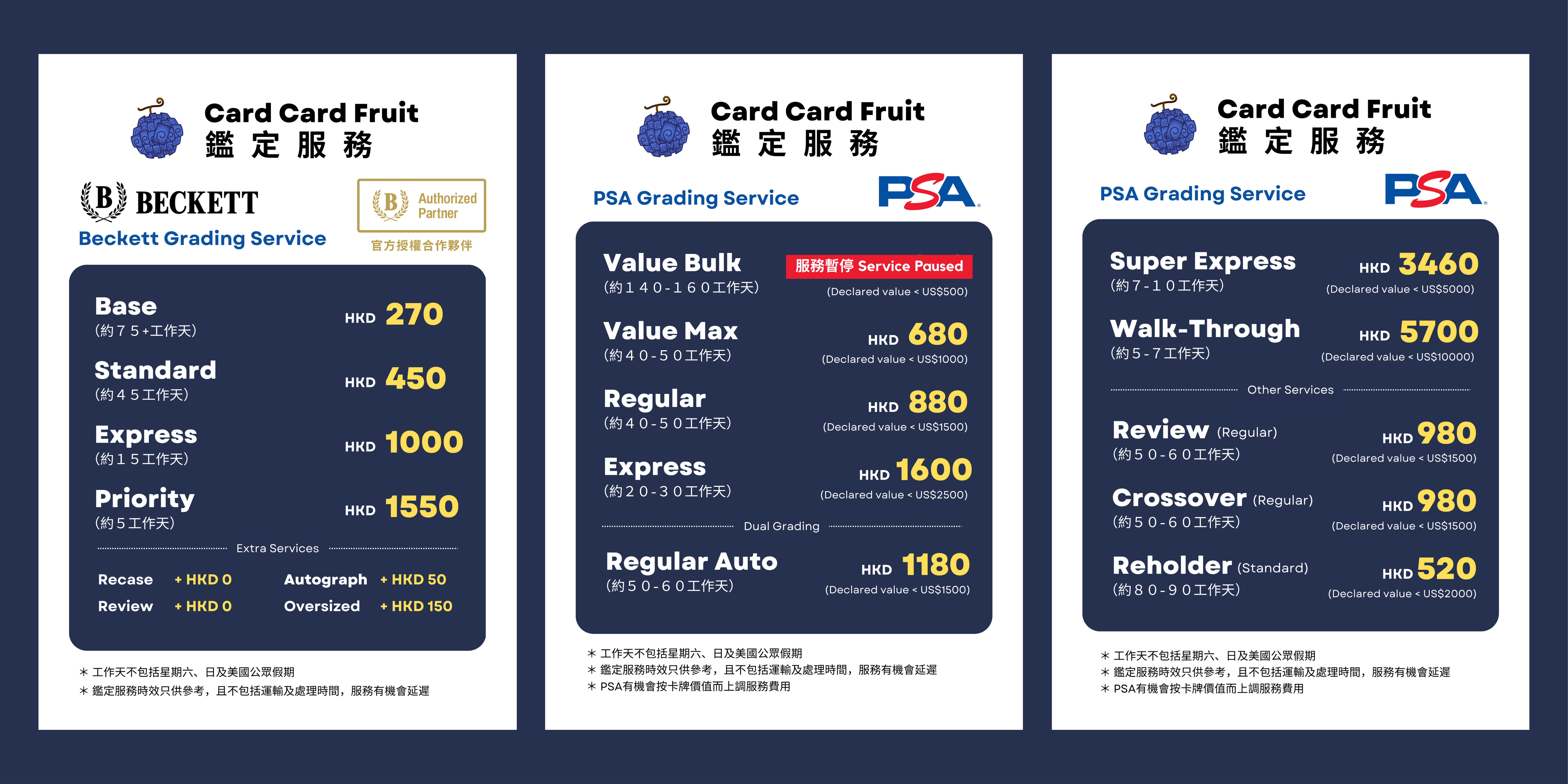 Card Card Fruit - Grading Submission Services - Card Card Fruit