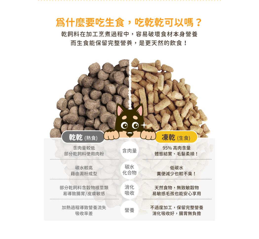 生食 vs 乾乾