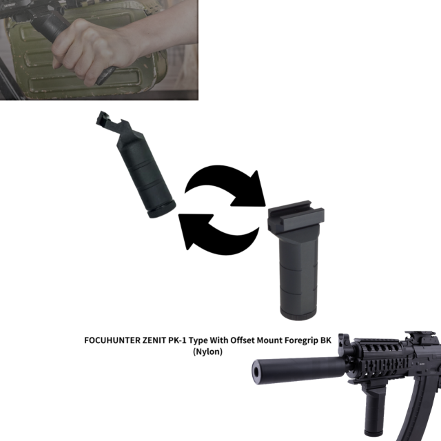 Zenit B-25Uブラケット + Zenit RK-1 + 5KU PT-1 Zenit RK-1 tactical foregrip on B-25U mount, angled foregrip