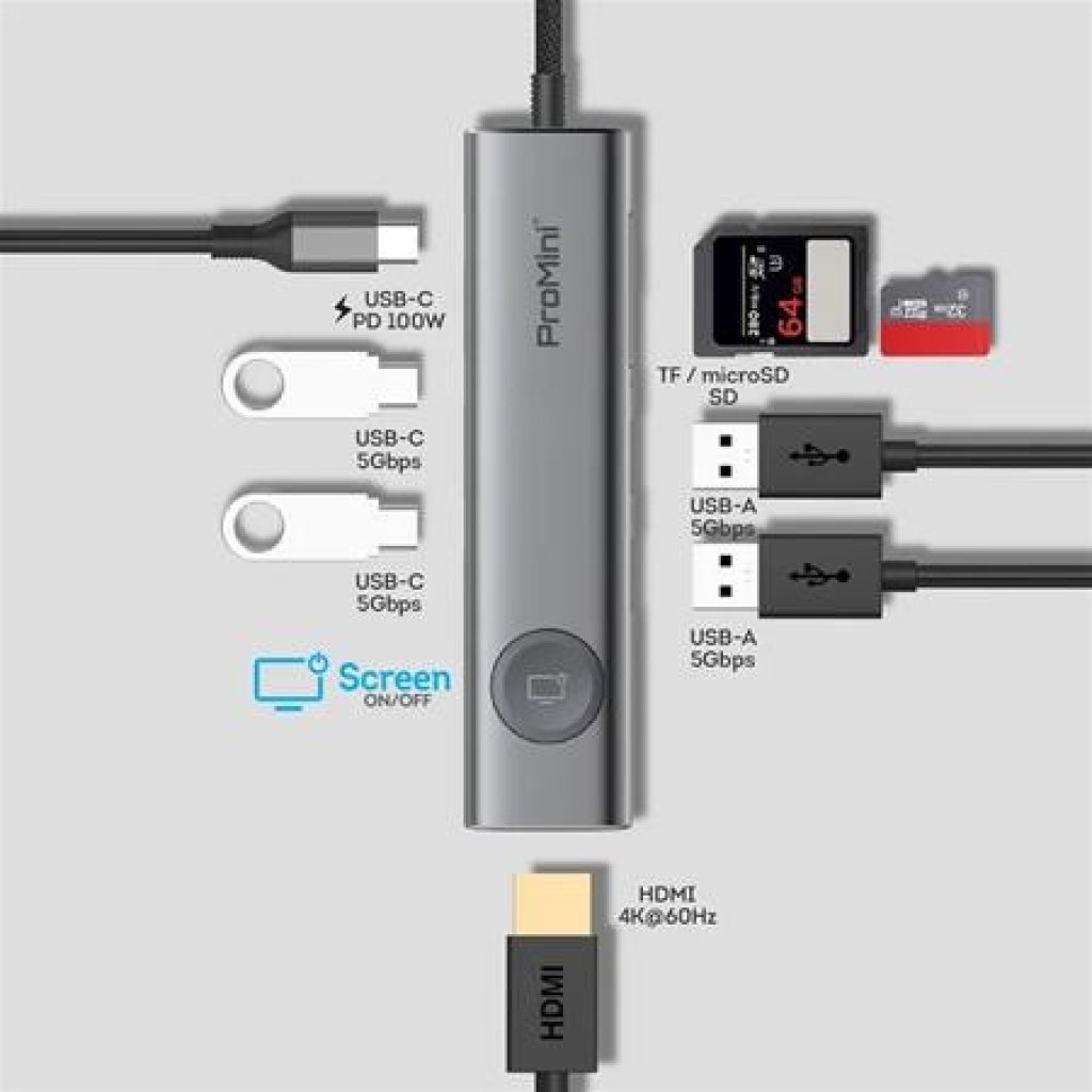 Magic-Pro  ProMini CH8T 8-in-1 USB-C 擴展器 香港行貨 銀色