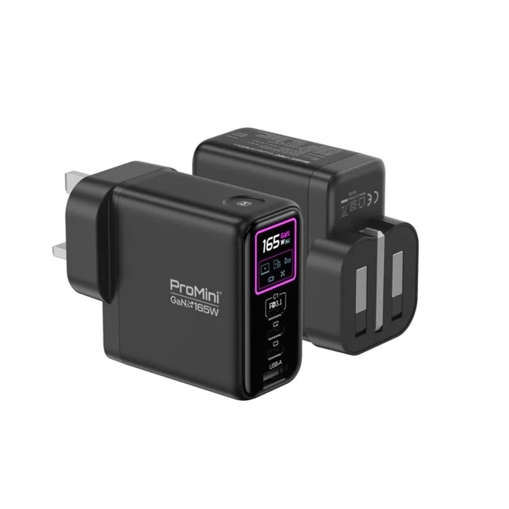 Magic-Pro ProMini GF165P Ultra UI顯示PD3.1 GaN 165W摺疊三腳快速充電器