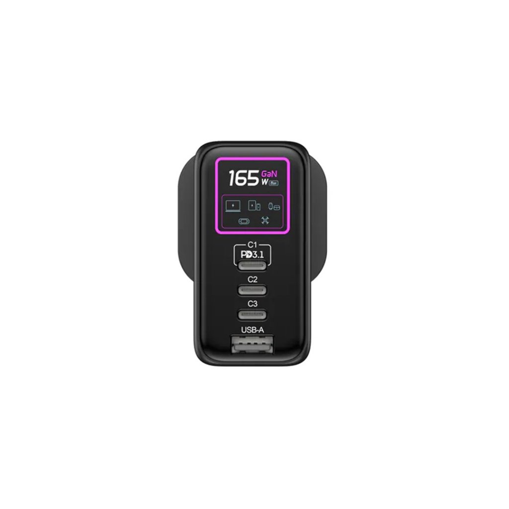 Magic-Pro ProMini GF165P Ultra UI顯示PD3.1 GaN 165W摺疊三腳快速充電器