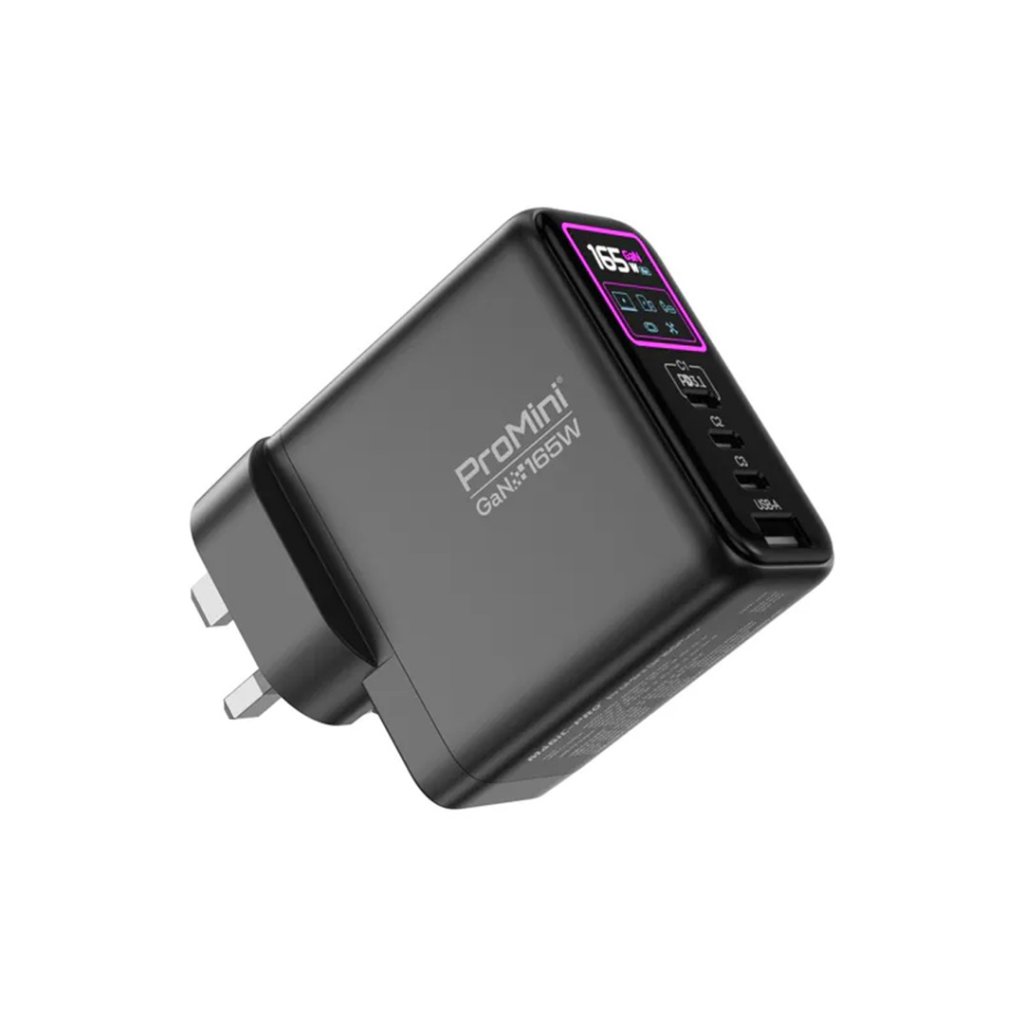 Magic-Pro ProMini GF165P Ultra UI顯示PD3.1 GaN 165W摺疊三腳快速充電器